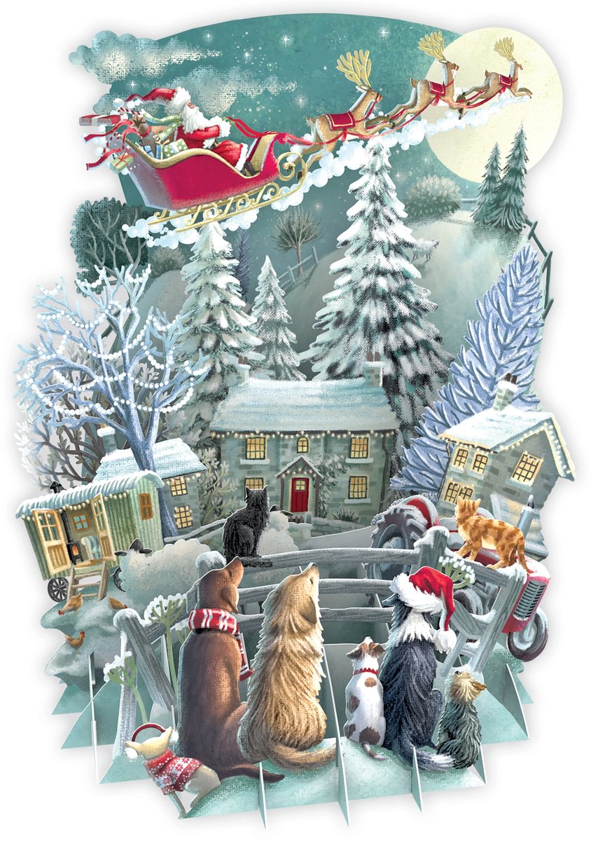 3D-Pop Up Wenskaart It's Santa - Laser gesneden kerstkaart