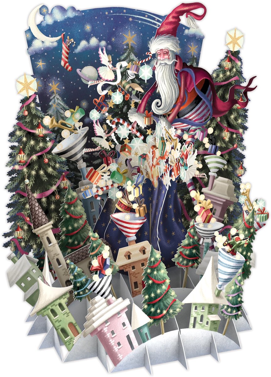 3D-Pop Up Wenskaart Santa's Village - Laser gesneden kerstkaart