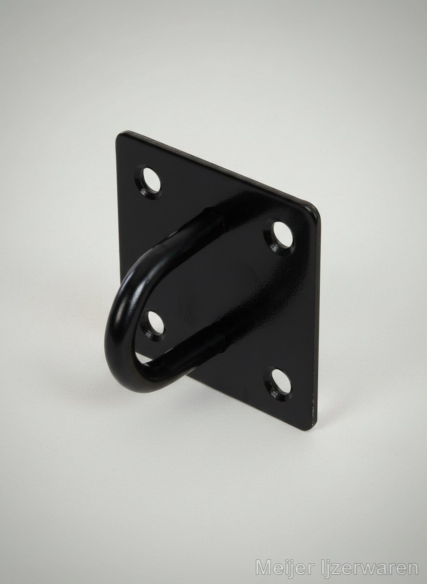 Kettingplaat met Oog – Zwart 50x50 mm | Roest- en Waterbestendig Bevestigingspunt voor Binnen en Buiten | Oog op plaat