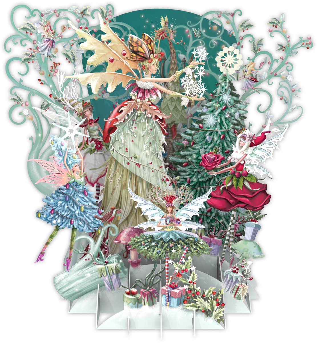3D-Pop Up Wenskaart The Fairy Queen - Laser gesneden kerstkaart