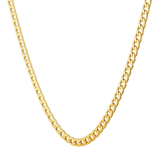 Collier homme couleur or ITA 5 mm avec fermoir mousqueton - Longueur 50 cm - Collier homme couleur or sans pendentif en acier inoxydable - Mauro Vinci®