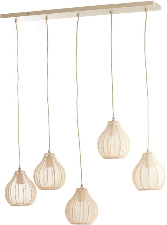 Lampe à suspension Light & Living Elati - 15x100x22 (LxHxP) - Métal/textile - Naturel