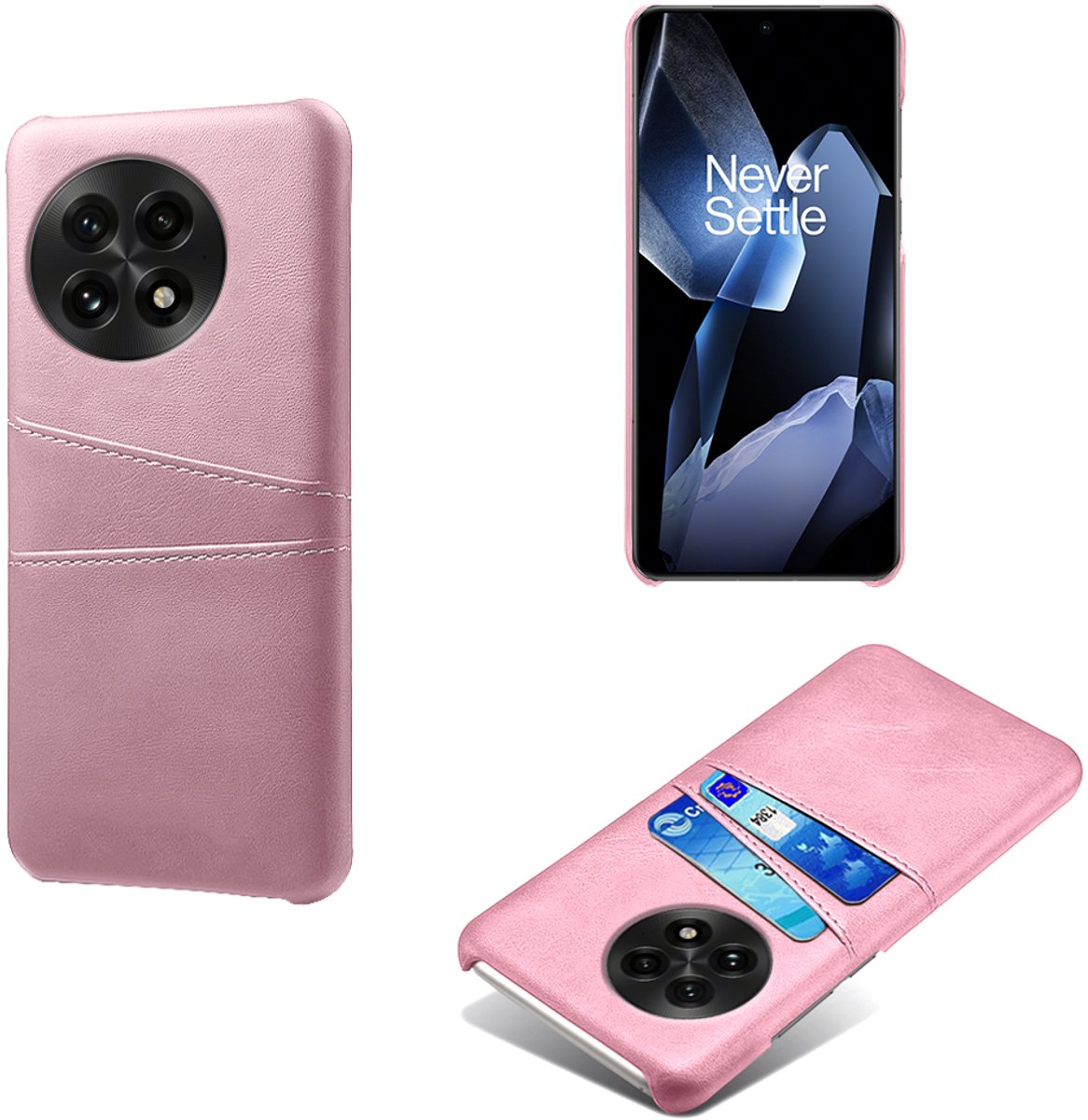 Hybride Backcover met Opbergvakjes voor OnePlus 13R _ Roze Goud