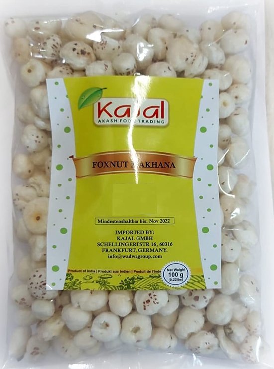 Kajal Phool Makhana Geroosterde Lotuszaden Fox Nuts 100g - Superfood Snack Rijk aan Eiwit & Vezels | Glutenvrij & Vetarm | 100% natuurlijke lotuszaden