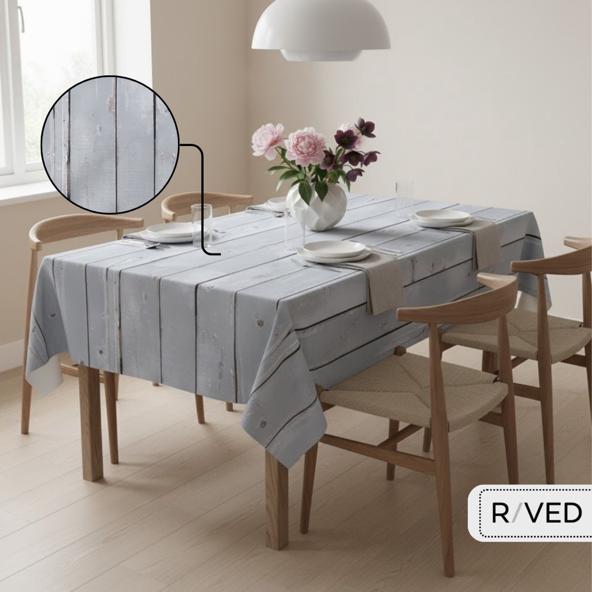 Raved Tafelzeil 140 cm x 50 cm – Houten Planken Grijs - PVC - Afwasbaar