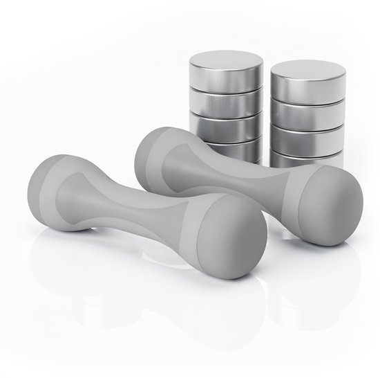 Dumbbells verstelbaar - set van 2 - 1, 1,5, 2 kg - grijs