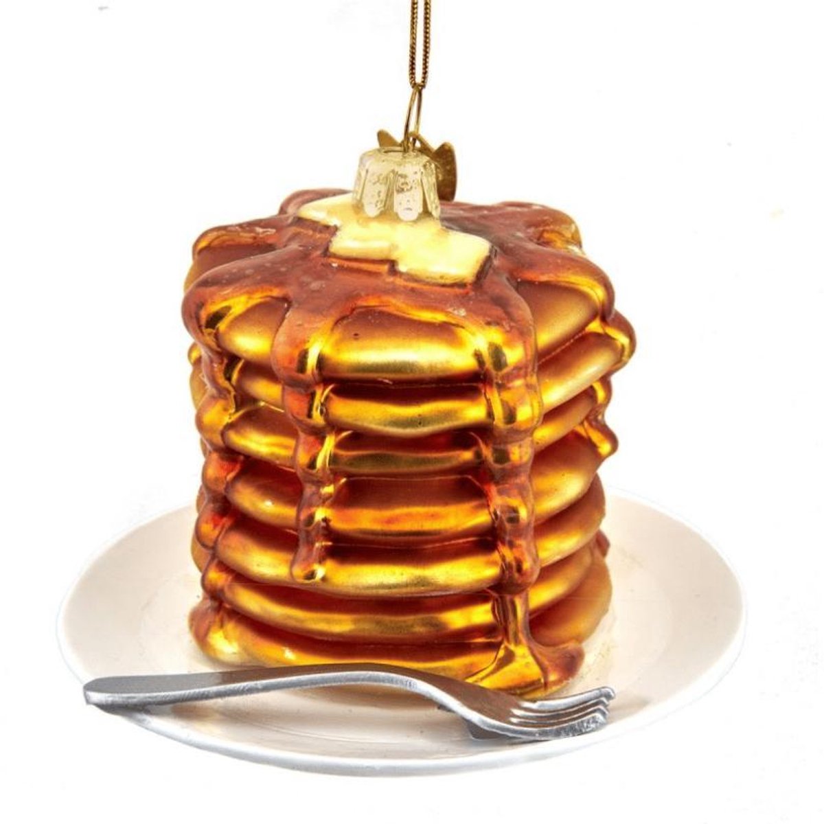 Kurt S. Adler Kerstbal Pannenkoekenstapel – Handgemaakt Glazen Ornament met Stroop en Boter 8cm multi