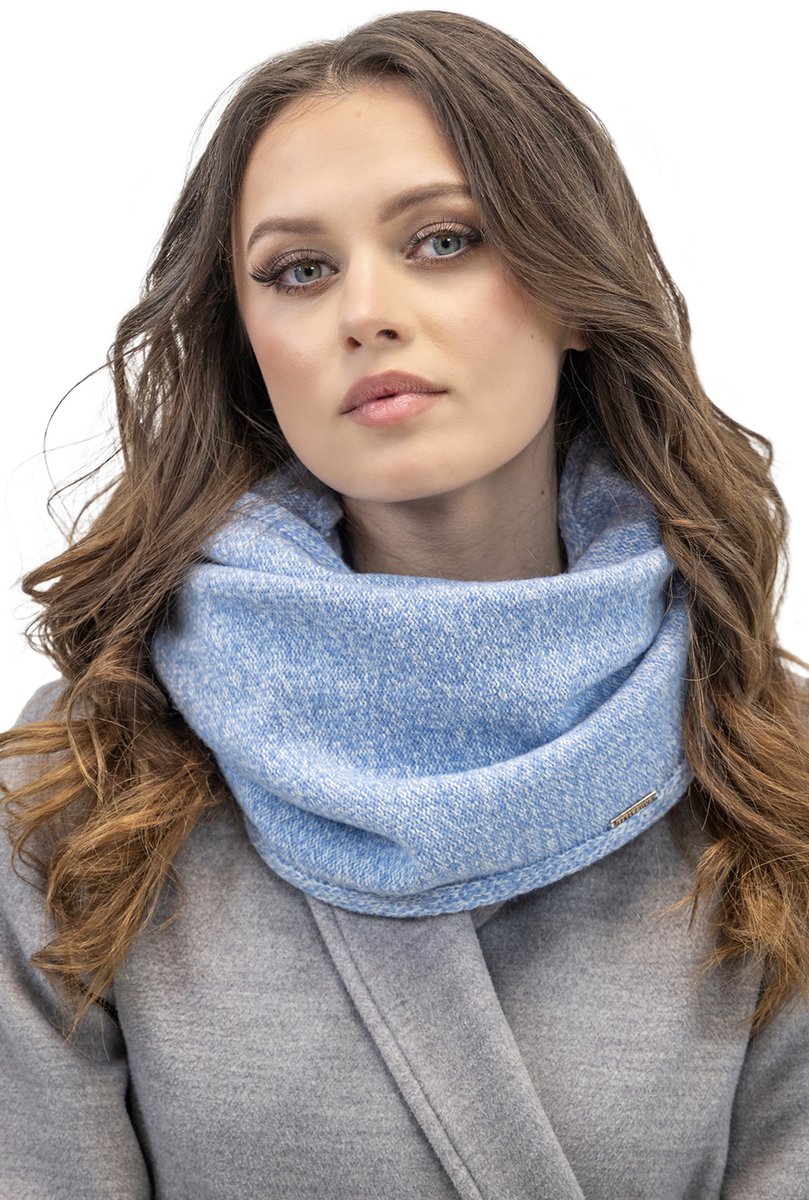 Vivisence Dames Winter Set Muts Sjaal Handschoenen - Wollen Garen Met Zachte Voering In De Muts Dubbelgeslagen Col En Rekbare Manchetten - Heerlijk Warm En Comfortabel Voor Dagelijks Gebruik - Lichtblauw gemêleerd — cadeau in Mode & Accessoires - foto 2