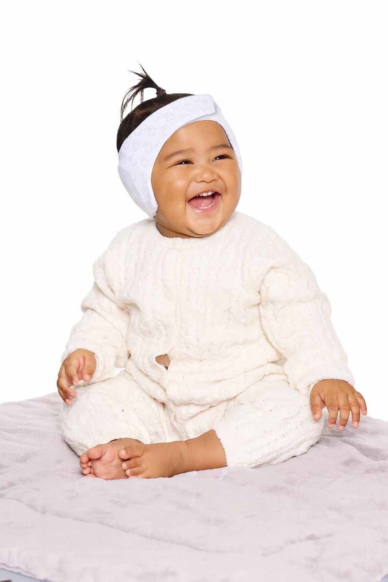 Dooky x nijntje Baby Gehoorbescherming – Zachte Verstelbare Hoofdband – 6-12 Maanden - Wit – Oeko-Tex Katoen – Licht & Comfortabel