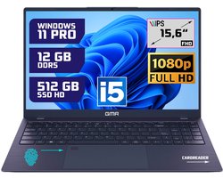 Krachtige 15.6" Full HD Notebook | Snelle Intel Core i5 & 512GB SSD | 12GB DDR5 Geheugen | Windows 11 Pro Editie voor Zakelijk, Thuis en Studie