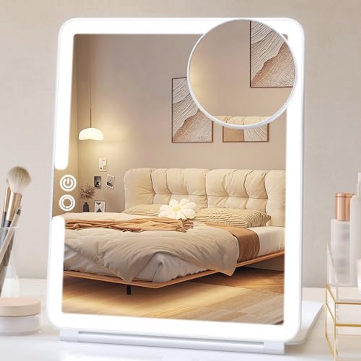 Opvouwbare make-up spiegel met verlichting - Draagbare en oplaadbare 1800mA