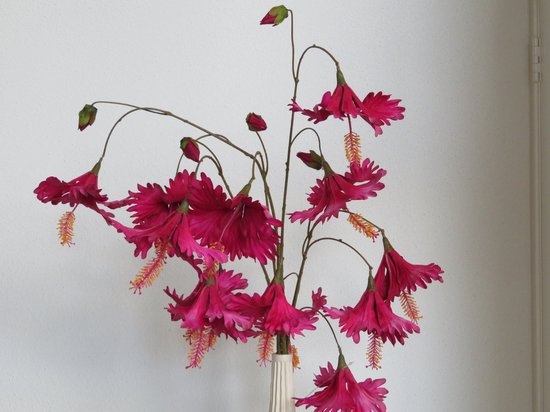 Hibiscus Tak van Silk-ka – 105 cm – Natuurgetrouwe Kunsttak in Fuchsiaroze – Zonder Vaas