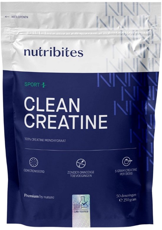 Nutribites Clean Creatine - 100% Creatine Monohydraat - Zuiver en goed opneembaar - 250g
