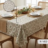 Nappe Raved Feuilles Beige 140 cm x 160 cm - PVC - Lavable