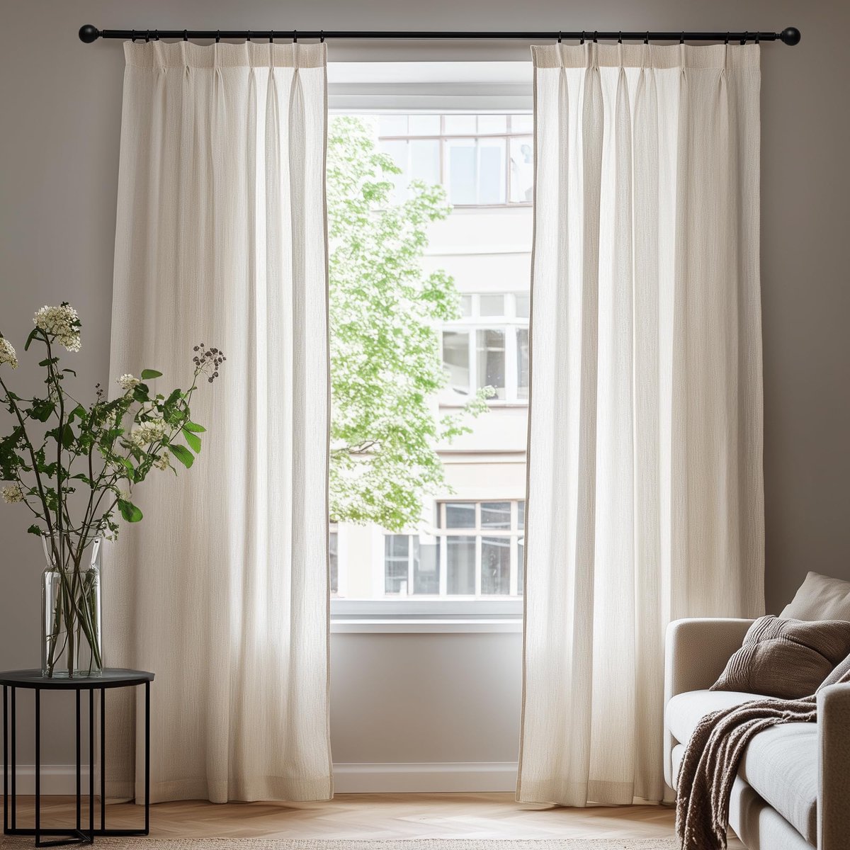 Unyqoos Luchtige en Stijlvolle Half-Transparante Gordijnen met Linnenlook 300x140 cm