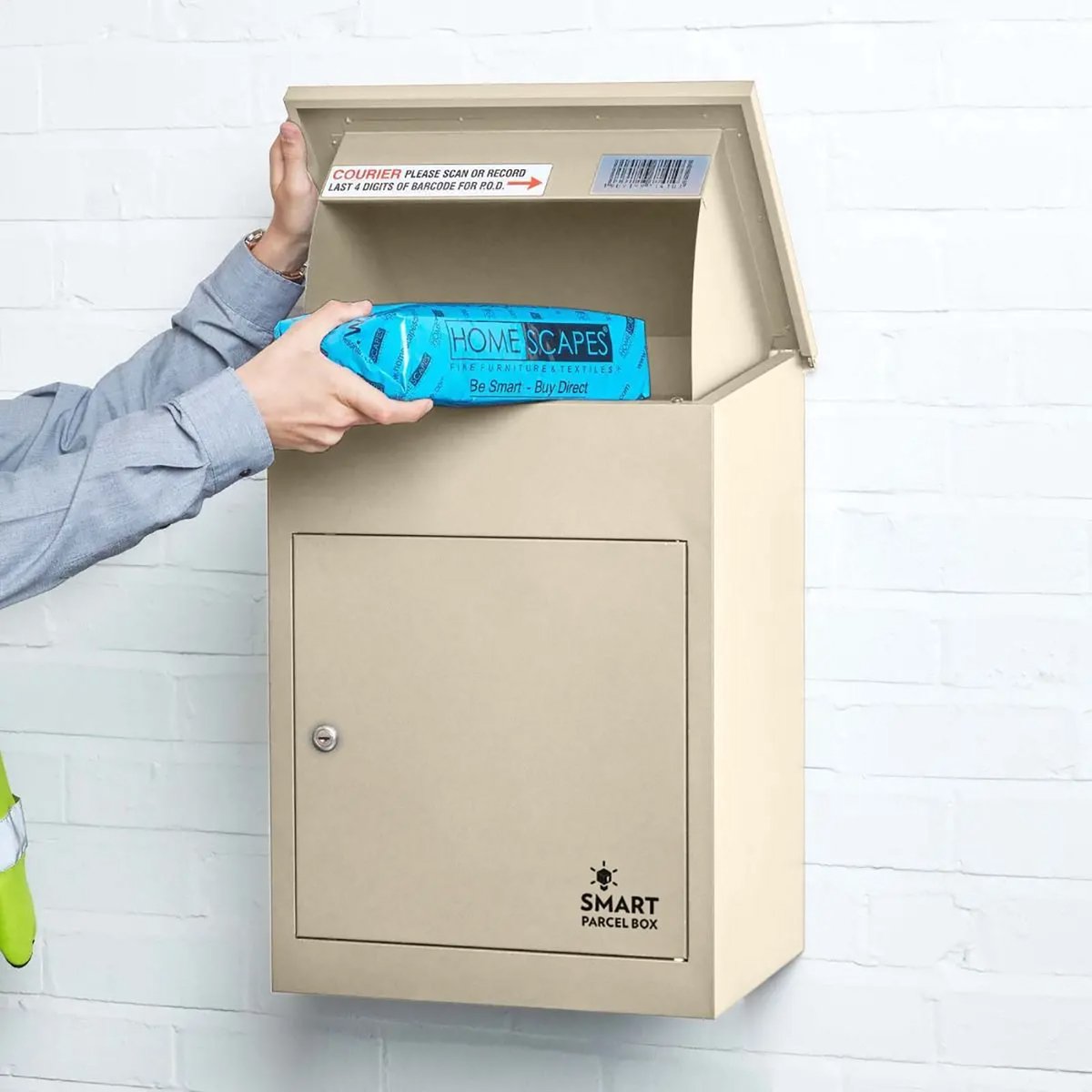 Smart Parcel Box™ Pakketbrievenbus – Pakketbox / Pakketkluis – Gegalvaniseerd Staal – Weerbestendig – Wandmontage – Crème