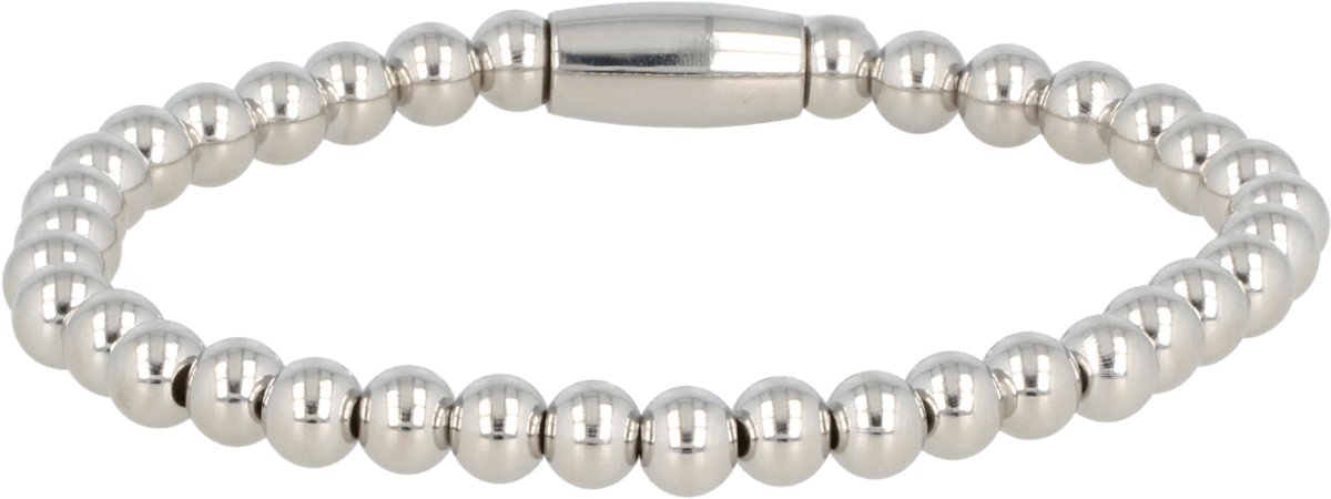 My Bendel - Zilverkleurige Damesarmband met 5mm Stainless Steel Kralen - met Luxe Cadeauverpakking | Sieraden Voor Dames | Maat S
