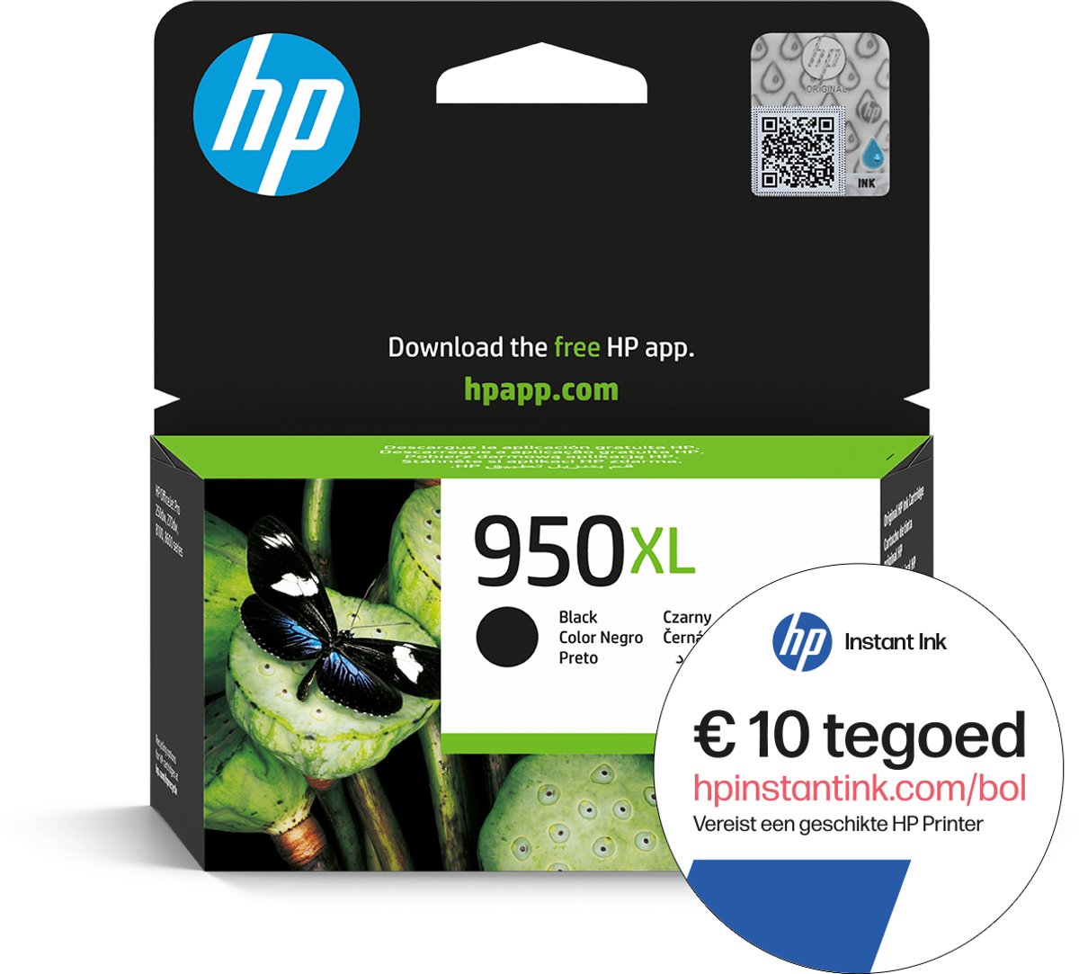 HP 950XL - Inktcartridge zwart + Instant Ink tegoed