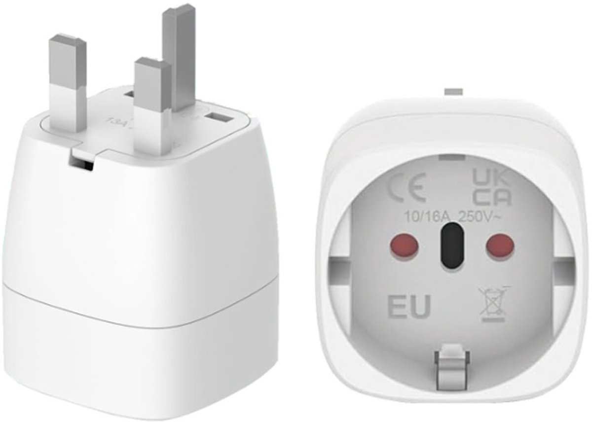 TOVBMUP 2-delige UK-stekkeradapter - G-type adapter - Europese naar Britse standaard - Reisadapter - Geschikt voor Ierland, Engeland, Schotland, Dubai, Malta - Wit