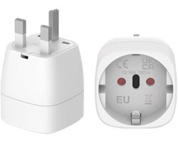 TOVBMUP 2-delige UK-stekkeradapter - G-type adapter - Europese naar Britse standaard - Reisadapter - Geschikt voor Ierland, Engeland, Schotland, Dubai, Malta - Wit