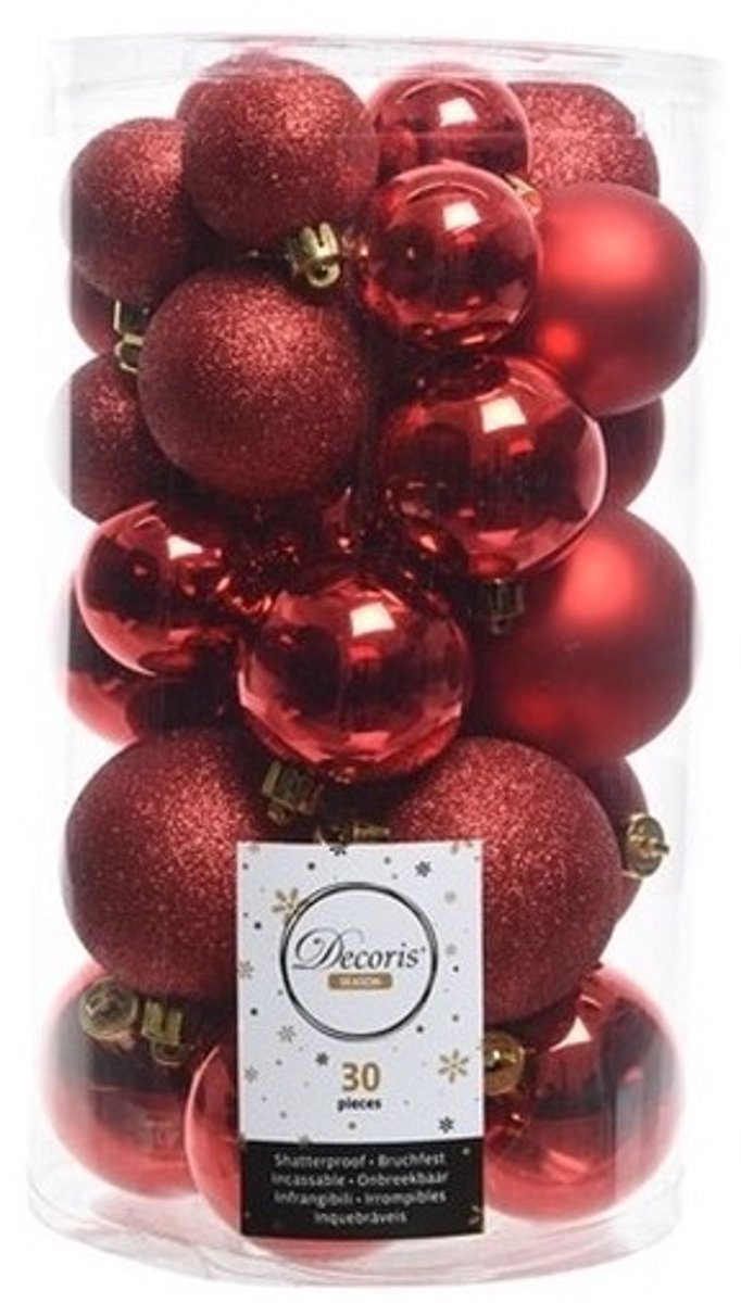 Decoris kerstballen - 60x st - rood - 4-5-6 cm - kunststof - kerstversiering