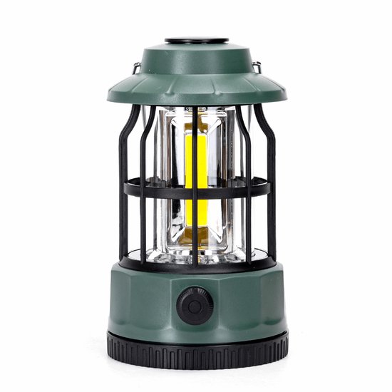 Noodlamp met Handvat - LED Tentlamp op Batterijen (exclusief) - Warmwit licht - Groene body - Dimbaar - Camping & Noodverlichting — afbeelding 2