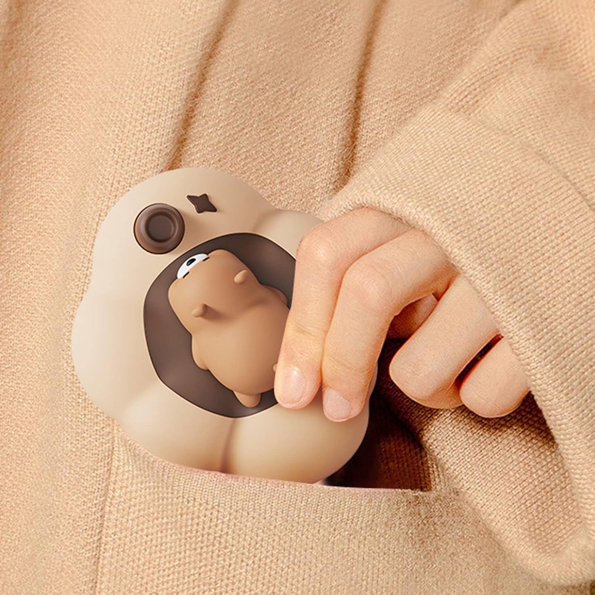 Handwarmer, oplaadbare elektrische draagbare zakverwarming, 2-in-1 handwarmer in cartoonvorm en schattig nachtlampje, warmtetherapie met twee standen, ideaal cadeau voor ski毛n, kamperen en golfen in de buitenlucht, bruine uitvoering — cadeau in Gadgets - foto 3