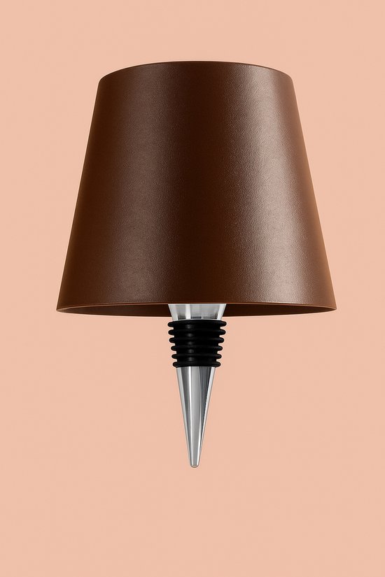 BOECK - Lampe pour bouteille de vin - Lampe LED rechargeable à intensité variable avec interrupteur tactile - Lampe de table - Éclairage d'ambiance et de bar - Marron Café - USB-C - Convient à toutes les Bouteilles