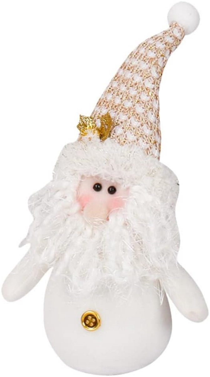 Kerstman pop ornament in witte kleur - 15x8x27cm - QTTVBTNA.