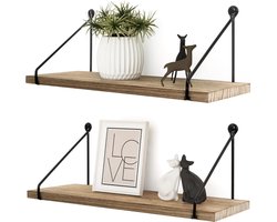 White-Label® Houten Plank Wandmontage - Hoekrek Display Decor - Hoekplank - Zwevende Wandplank - Organizer voor Slaapkamer Keuken Badkamer - Decoratie