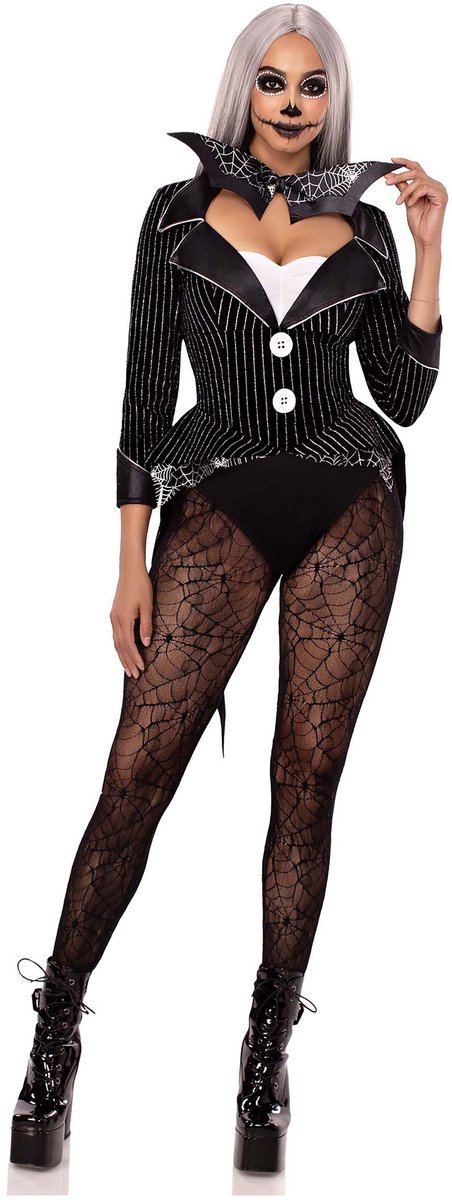 LEG-AVENUE - Sexy glitter skelet kostuum voor dames - S