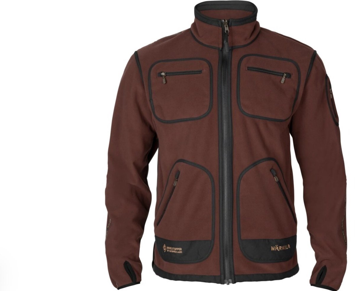 Härkila Kamko Fleecejack WIndbeater Windbreaker Winddichte Fleece Outdoor Fleece Scandinavische Fleece Forest night/Rustique clay Bruin
