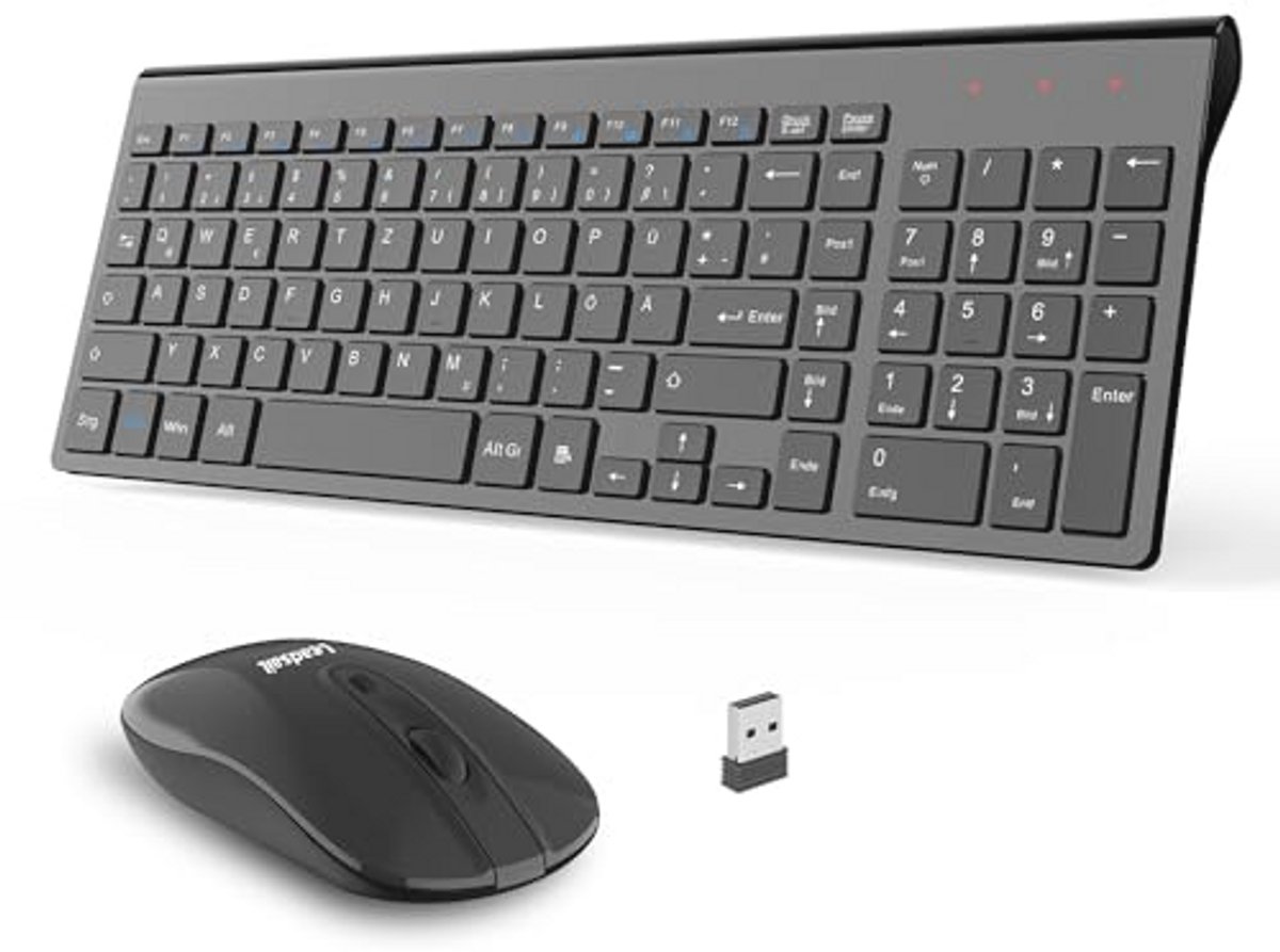 Draadloze Toetsenbord Muis Set - Stille 2.4G QWERTZ Combinatie voor PC en Laptop