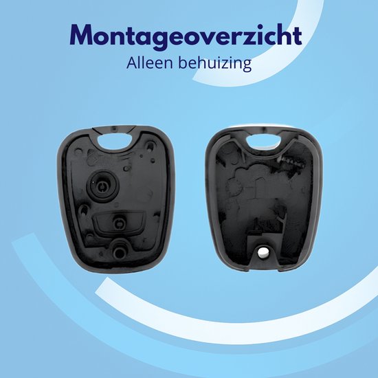 Binnenzijde van de zwarte Citroën sleutel behuizing, twee helften.