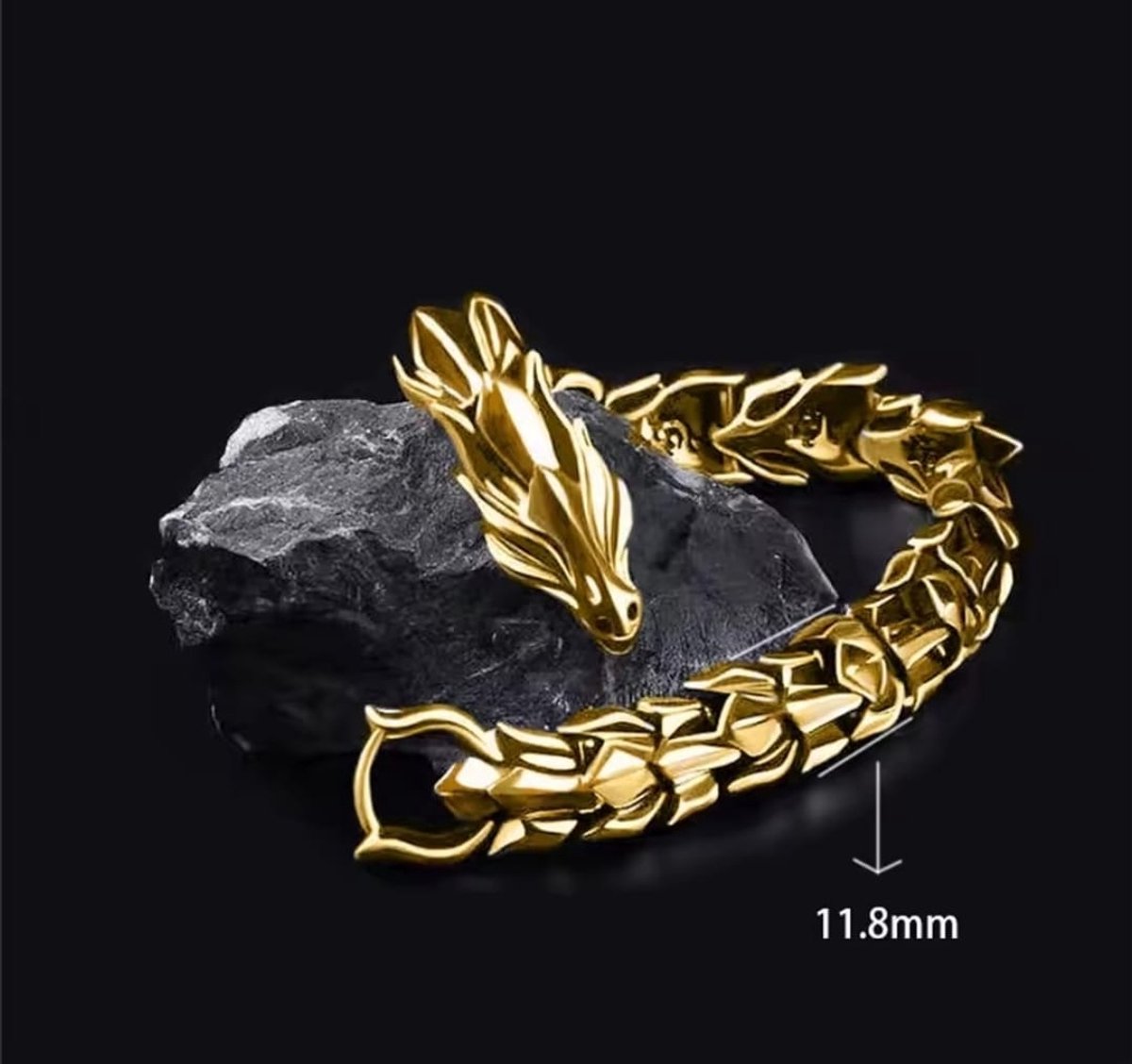 Armband - draak - schakelarmband - goud gold look- origineel - Viking look - stoer - smartkabel.nl