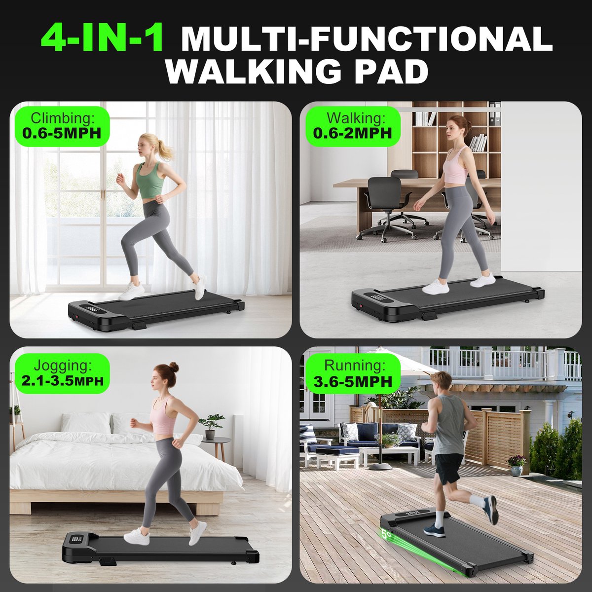 4-in-1 loopband - Loopband met 5% helling - 1-8 km/u - afbeelding 3