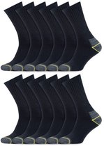 Stapp Yellow All-Round Werksokken | voordeelbundel van 12 paar | Antibacterieel en Naadloos Comfort | Zwart | Maat 39–42