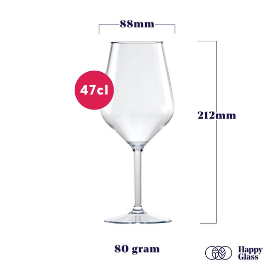 HappyGlass Lady Abigail plastic wijnglazen - Set van 4 kunststof herbruikbare wijnglazen - 47cl - Transparant - BPA-vrij Tritan van HappyGlass — afbeelding 4