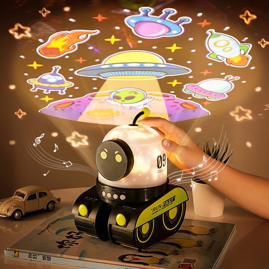 BOECK - Robot Nachtlamp Projector - Sterrenhemel & Ruimtevaart Tank Design - Kinderkamer LED Lampje & Slaaphulp - Cadeautip - Jongenslamp van BOECK — afbeelding 4