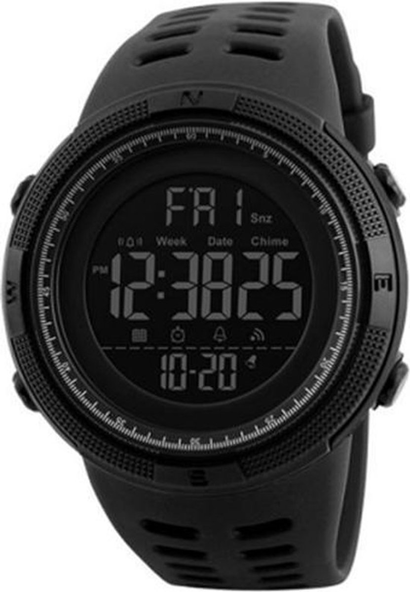 Yippiez - SKMEI 1251 Digitaal Herenhorloge - Waterdicht Sporthorloge 5ATM - Stoer Design - Perfect Cadeau voor Mannen - 49 mm - Zwart