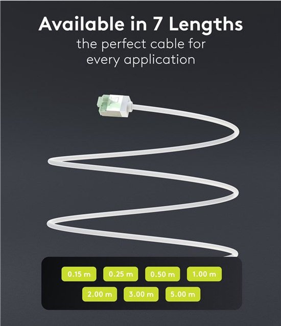 Câble réseau FTP CAT8.1 Slimline 40 Gigabit - CU - Ultraflex - 0 mètre - Wit