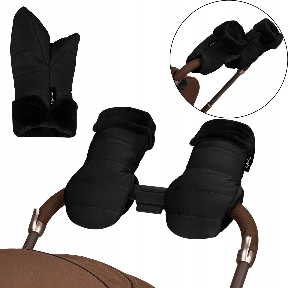 Lionelo Oli - Kinderwagen & Fiets Handmoffen - Warme water- & winddichte handschoenen - Universele maat - Magnetische bevestiging - Zachte Shu-voering - Winter Handwarmers Buggy, Wandelwagen, Scooter - Hand Warmers - Fietsmoffen - Fietshandschoenen