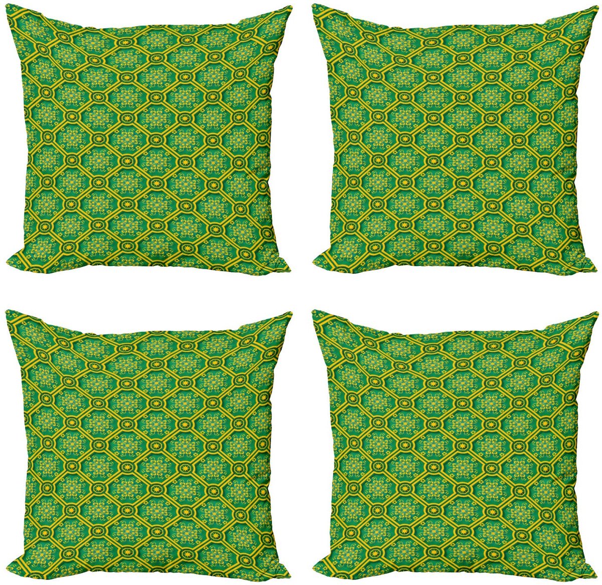 ABAKUHAUS Kussenhoes Set 4x40x40 – Dubbelzijdig Druk – Mikrofaser Jade