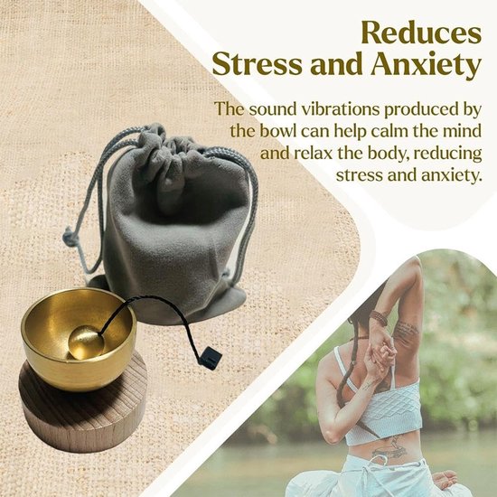 Mini messing klankschaalset - met messing bel - handgemaakte kleine Tibetaanse klankschaal - met kussen - 3-in-1 meditatietool voor geluidstherapie - aromatherapie en mindfulness voor yoga, ontspanning en stressverlichting - Mooie cadeaus van Merkloos — afbeelding 5