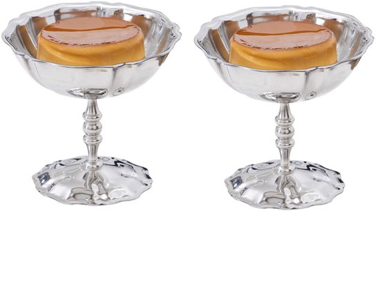 IJskopje, 100ml roestvrijstalen serveerschaaltjes Bekers Sauskommen Mini Yoghurtsnack met ronde voet Snoepbekers voor salade Fruitpudding (Vintage Tall