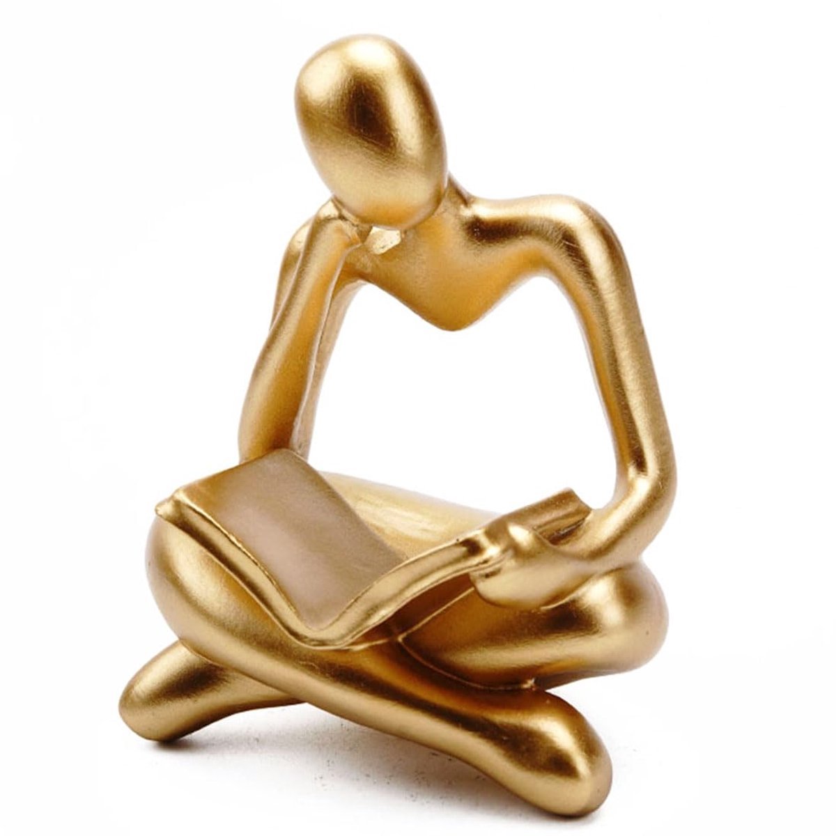 Stunq® Lezende vrouw sculptuur - houten figuur, woonkamerdecoratie, cadeaus