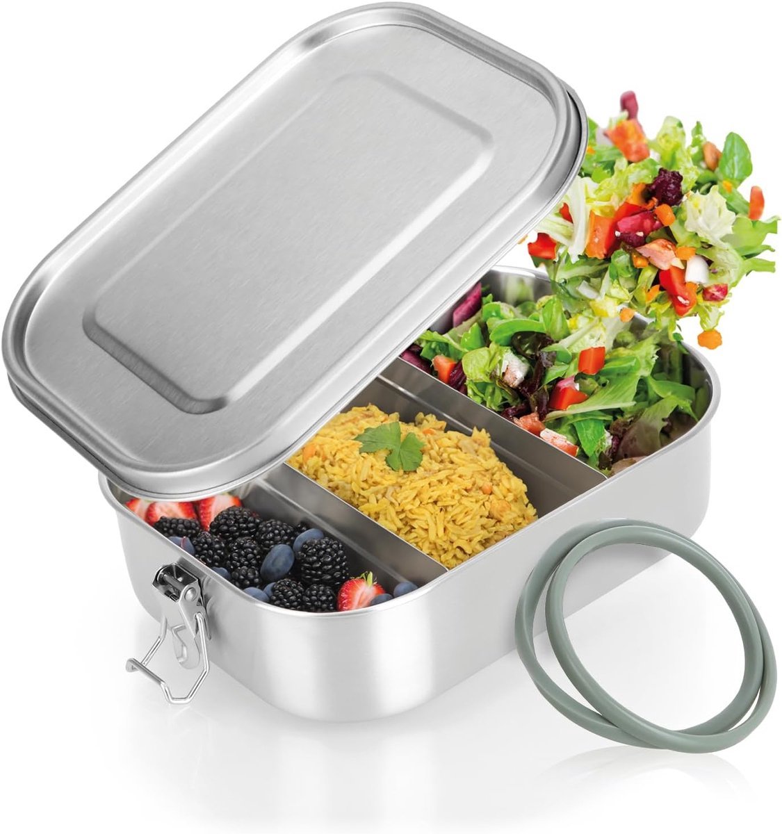 Stunq® Duurzame Metalen Lunchbox met Verstelbare Indeling en Veiligheidsafdichting – 1400 ml