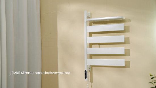EMKE Elektrische Handdoekradiator - Draaibaar - Slimme Thermostaat & APP - 120W - 76x45cm - met Plank - Handdoekdroger