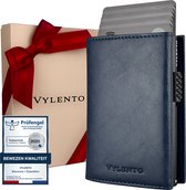 Vylento - Premium Pasjeshouder Uitschuifbaar - RFID Kaarthouder Mannen & Vrouwen met Portemonnee - 12 pasjes - Muntvak met Rits en Geldvak - Expedition Blauw