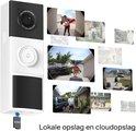 Sonnette vidéo Tapo D210 avec plusieurs exemples d'enregistrement et texte sur le stockage local et le cloud.